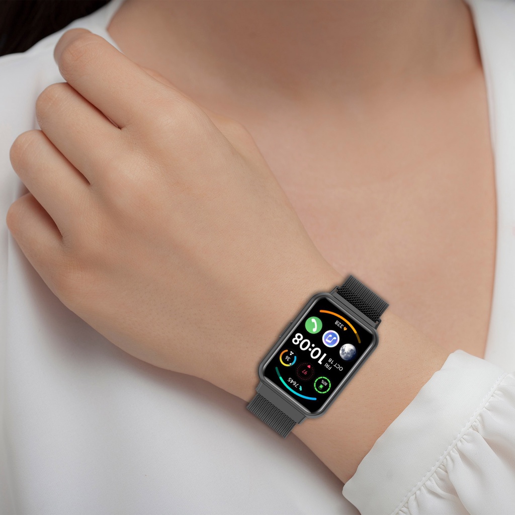 Ốp Bảo Vệ Bằng Thép Không Gỉ Kèm Dây Đeo Cho Đồng Hồ Thông Minh Huawei Watch Fit 2 Fit2