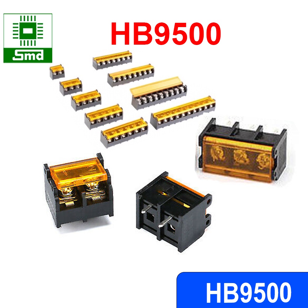 HB9500 Có nắp che Domino, Connecter, Cầu Đấu 9.5MM Màu Đen Có Nắp Bảo Vệ Các Loại header 2P 3P 4P 6P 8P các loại HB 9500