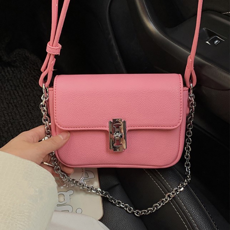 Túi đeo vai IELGY dạng vuông nhỏ phối dây đeo mắt xích thời trang cho nữ