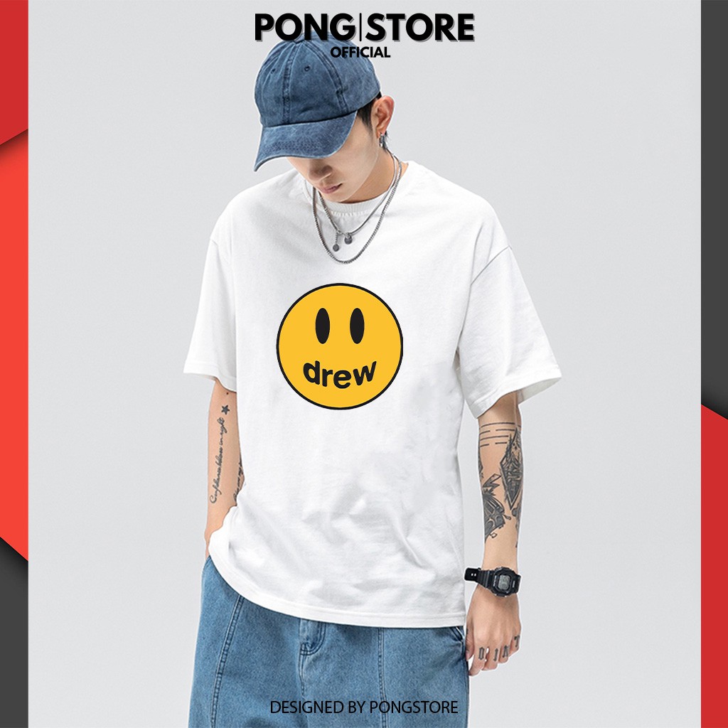 Áo thun unisex form rộng in Logo Dreww, Áo phông cổ tròn kiểu đáng basic thời trang chất thun thoáng mát