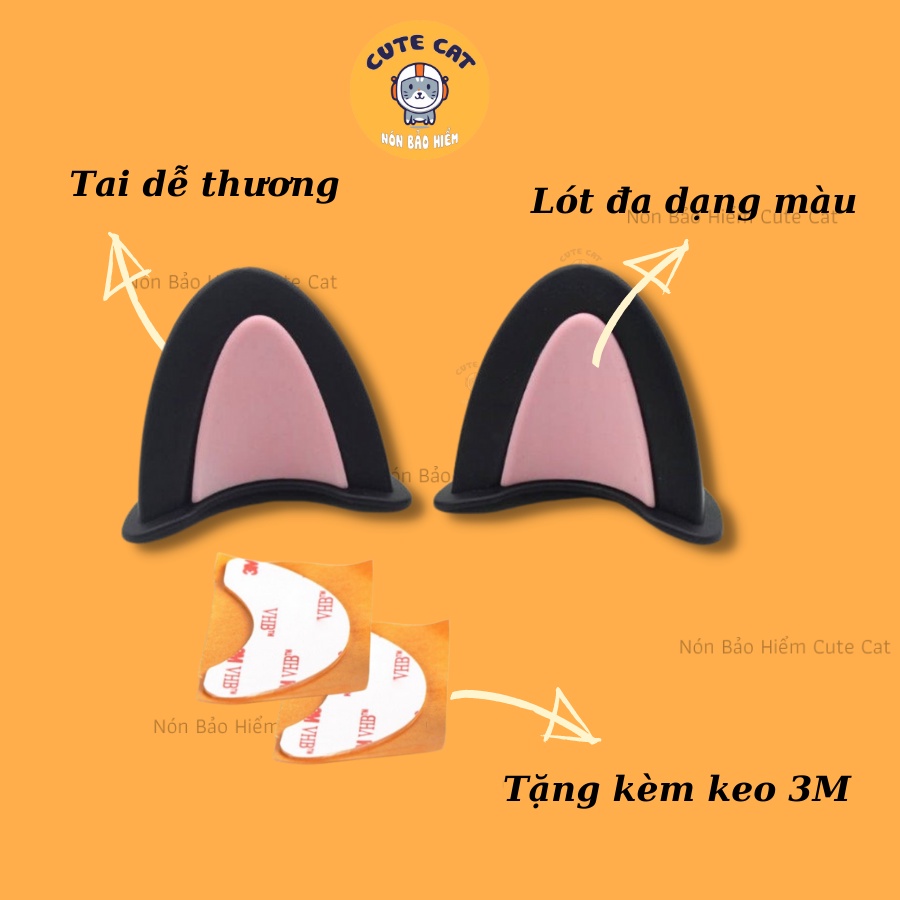 Tai Mèo 2 Màu Gắn Nón Bảo Hiểm, Phụ Kiện Tai Mèo Trang Trí Mũ Bảo Hiểm Dễ Thương Có Nhiều Màu Lựa Chọn CUTE CAT