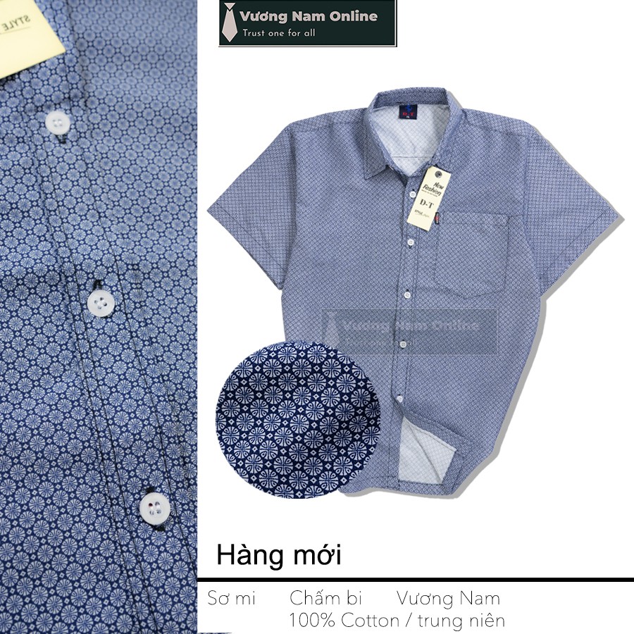 Áo sơ mi nam form rộng trung niên ngắn tay họa tiết vải cotton VN14E | BigBuy360 - bigbuy360.vn