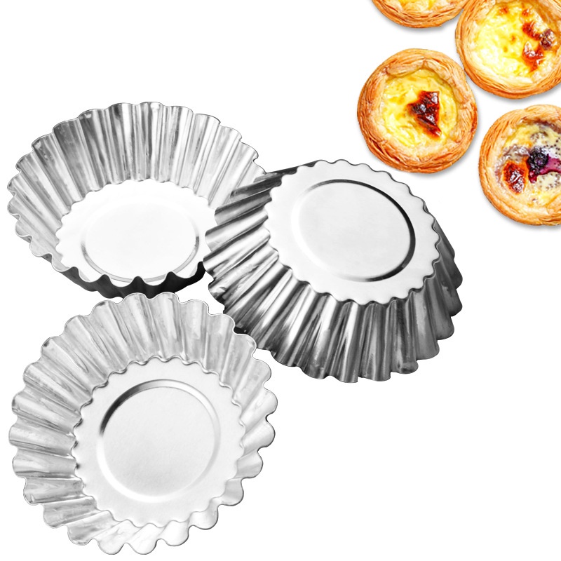 [Mới] Set 10 Khuôn Nhôm Bạc Làm Bánh Trứng / Bánh Quy / Khuôn Thiếc