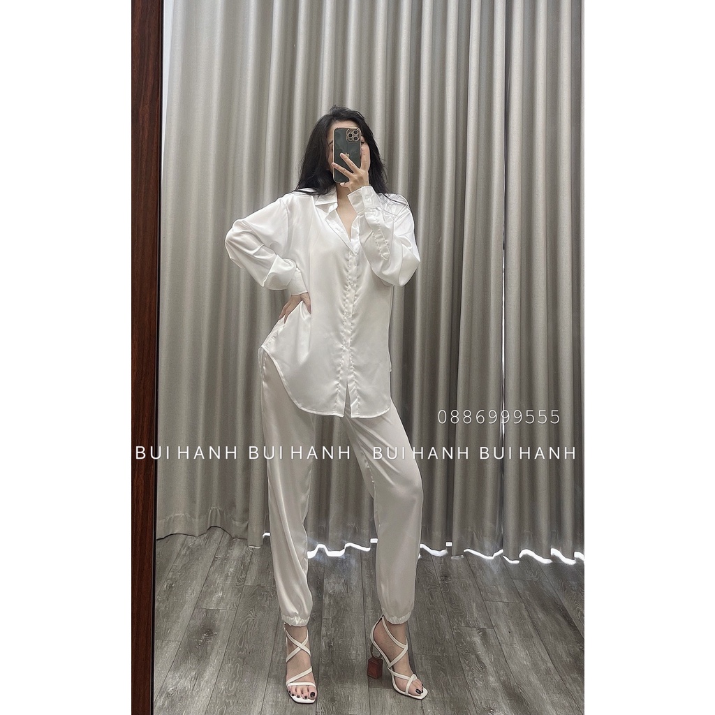 Áo Sơ Mi Họa Tiết Phong Cách Chất Satin Không Nhàu Thoáng Mát - Mã Số: Hanh04