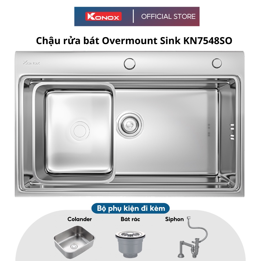 Chậu rửa bát inox KONOX Overmount Sink - KN7548SO