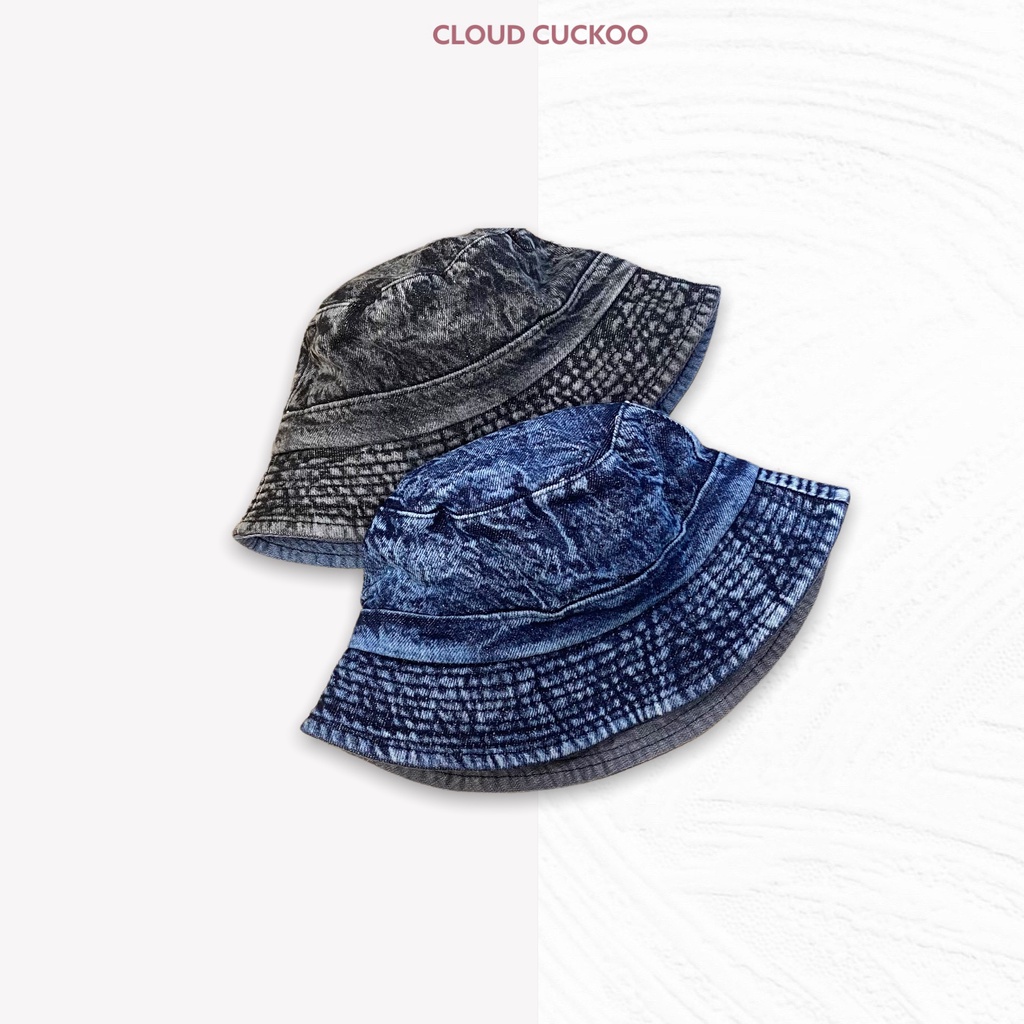 Mũ Bucket Hat Bò Denim Jeans Basic Tông Mầu Loang Mới - Mã Số: MBK04082