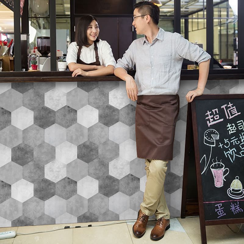 [30x300cm] Creative hexagon wallpaper, PVC self adhesive waterproof  kitchen oil proof sticker, ceramic tile sticker（NE088-101）