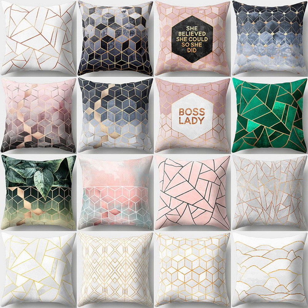 ❀SIMPLE❀ Soft Cushion Cover Waist Peach Skin Cashmere Pillow Cases Sofa Winter Warm Home Decor|Shining Car Seat Square Geometric Printed