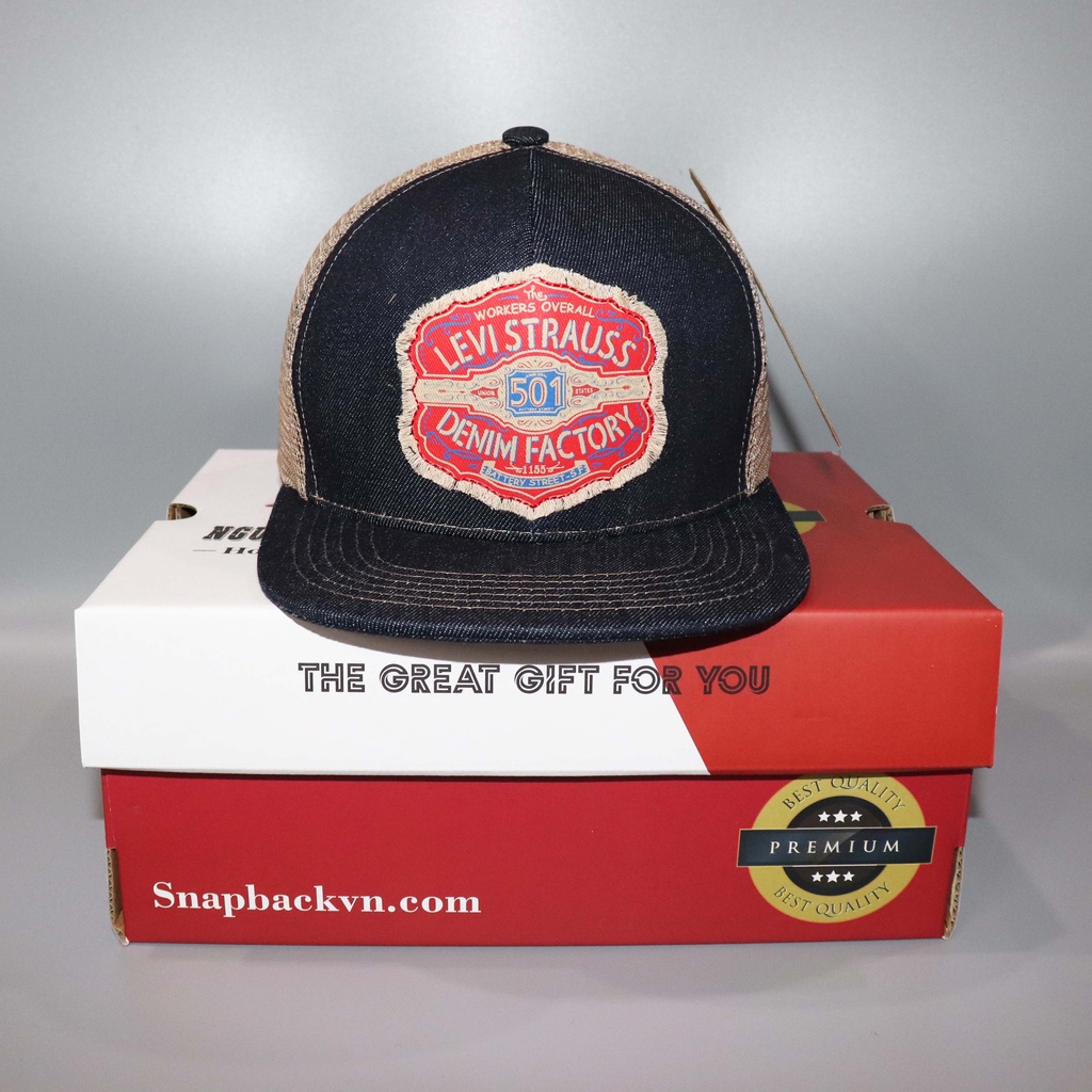 Nón Snapback Fullbox Jean Cao Bồi Lưới 2022 Levis001.