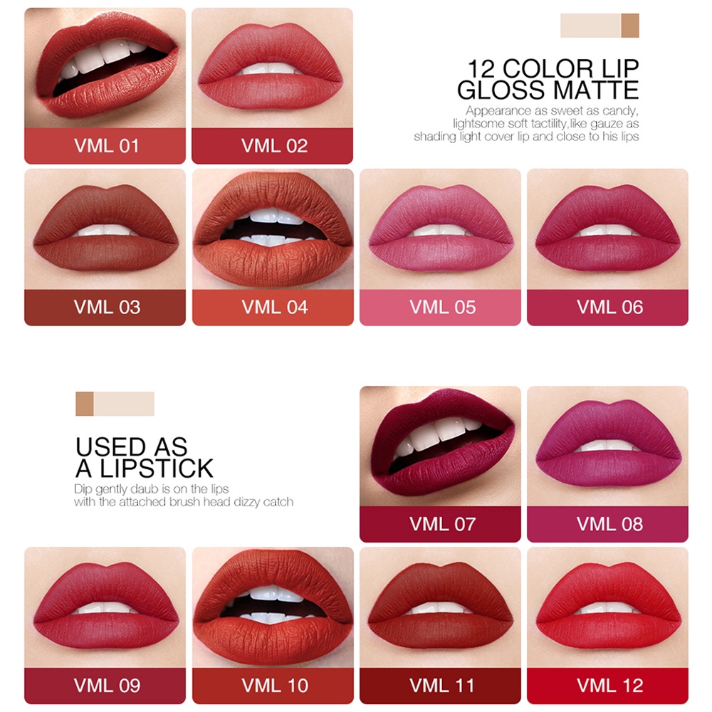 [Hàng mới về] Son kem 12 màu lì không thấm nước lâu trôi không dính ly | BigBuy360 - bigbuy360.vn