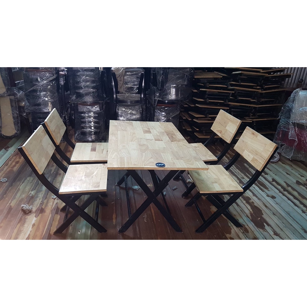 Bàn ghế nhà hàng khung sắt gỗ gâp gọn - Sỉ Liên Hệ 0912213833 xưởng Vĩnh Quỳnh - Thanh Trì - Hà Nội