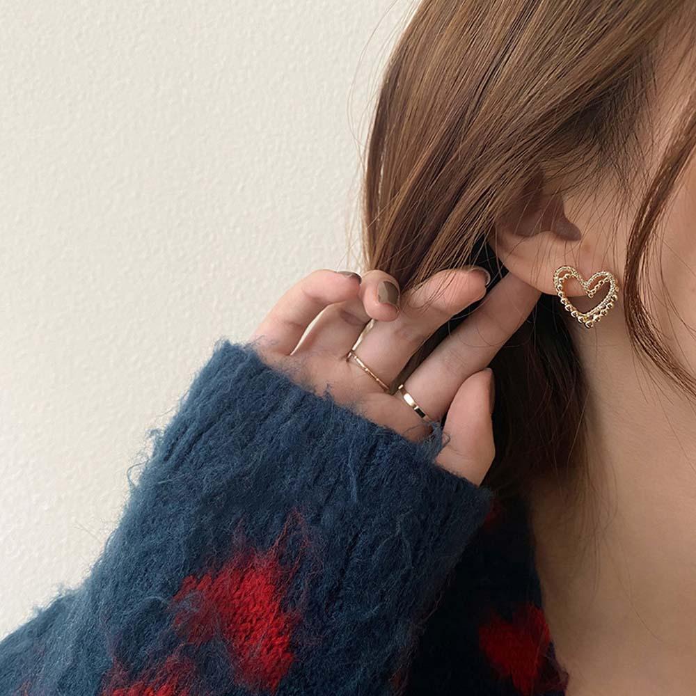 Bông Tai Hình Trái Tim Đôi Thời Trang Cho Nữ