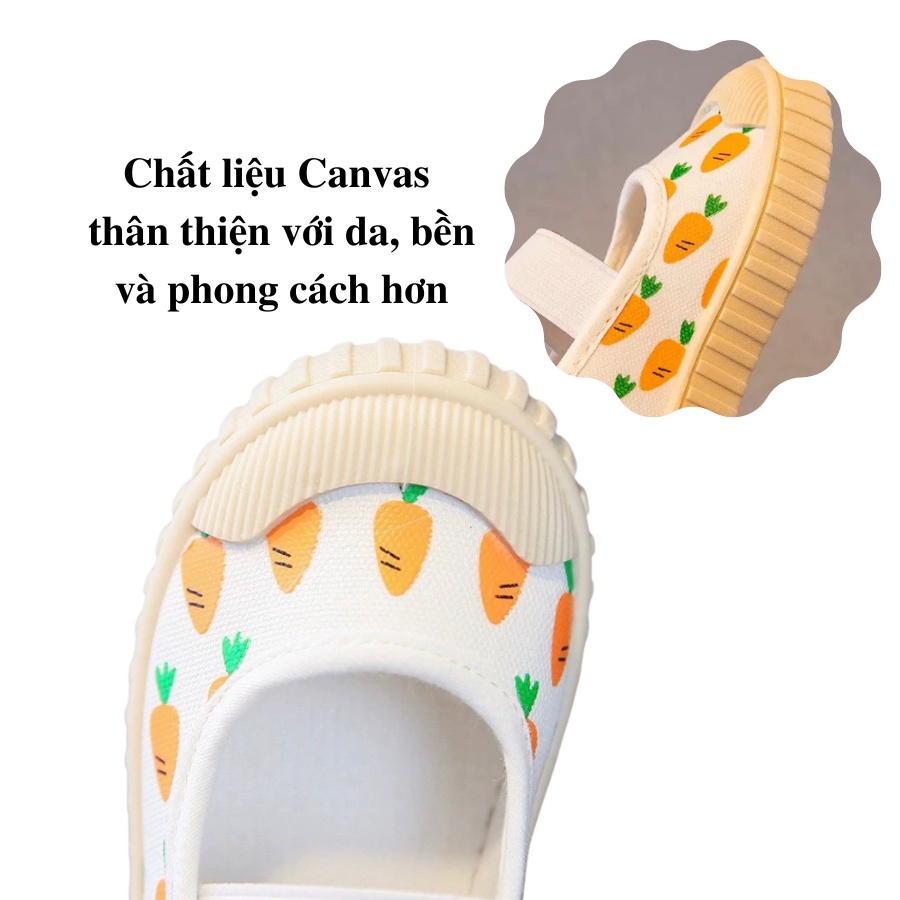 Giày vải cho bé gái canvas họa tiết hoạt hình Bunny store, giày búp bê cho bé đế mềm thoáng khí BN10