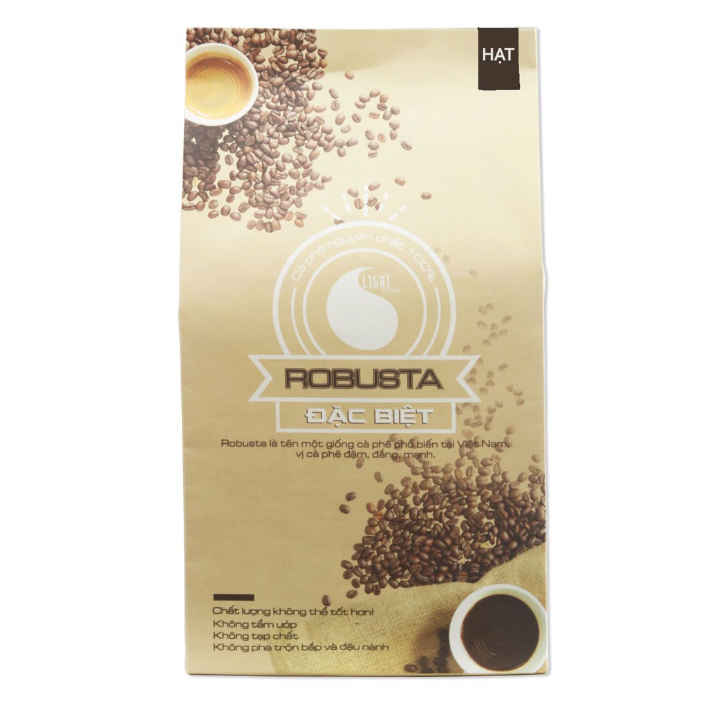Combo phin pha cà phê inox cao cấp và cà phê hạt nguyên chất 100% Robusta đặc biệt Light Coffee 500gr