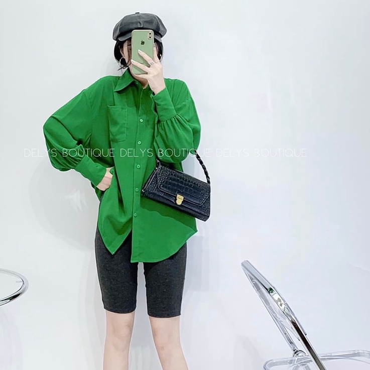 Áo sơ mi nữ 6 màu Delys sơ mi nữ tay dài form rộng cao cấp
