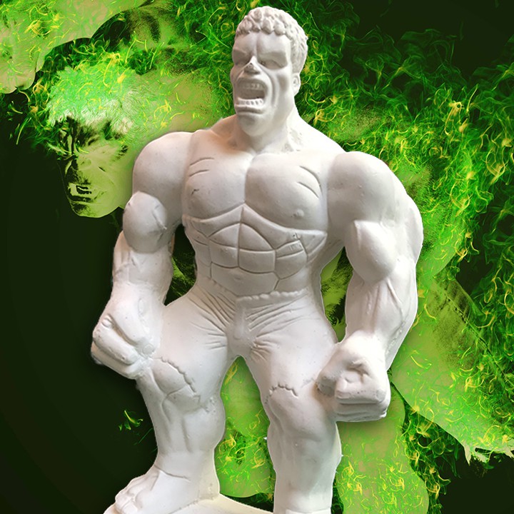 Tượng thạch cao tô màu cỡ lớn Hulk, Xe Đua cỡ lớn 25cm - Tặng bộ màu nước