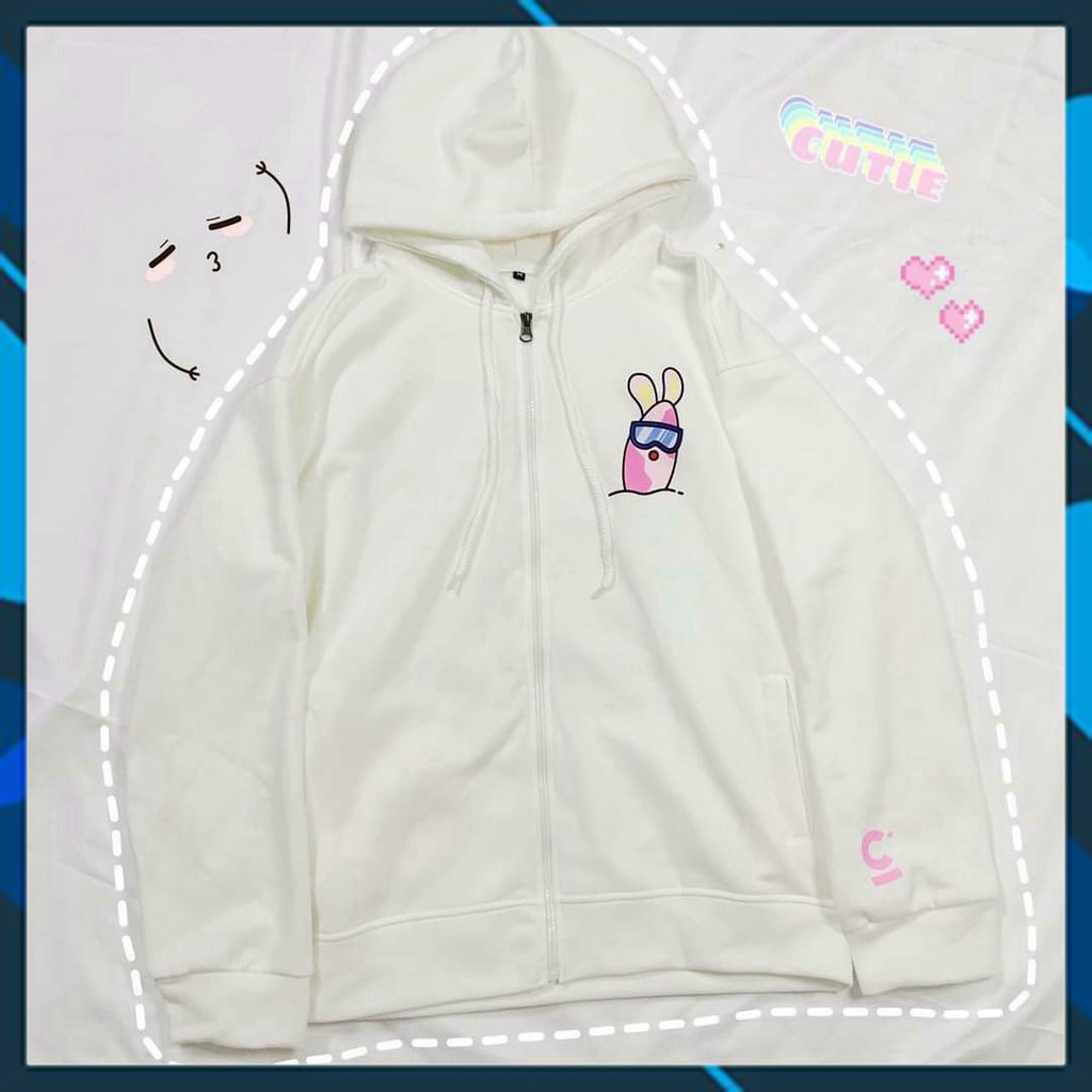 👫𝗟𝗼𝗮̣𝗶 𝗱𝗮̀𝘆🌿 áO Khoác Nỉ Hoodie dây kéo in Thỏ đeo kính Nam Nữ Hooide Mới | BigBuy360 - bigbuy360.vn