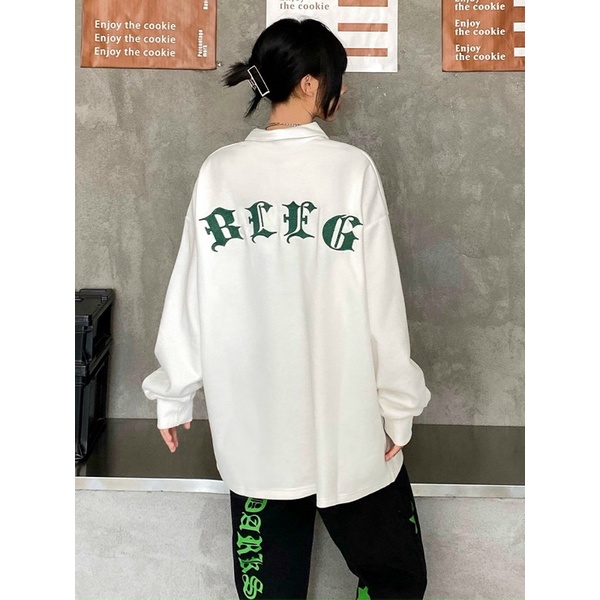 Áo Polo chữ B dáng rộng form thụng - unisex nam nữ mặc đẹp