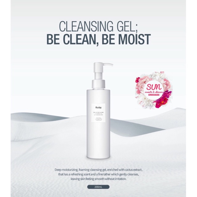 Sửa rửa mặt dịu nhẹ dành cho da nhạy cảm Huxley Cleansing Gel; Be Clean Be Moist 200ml