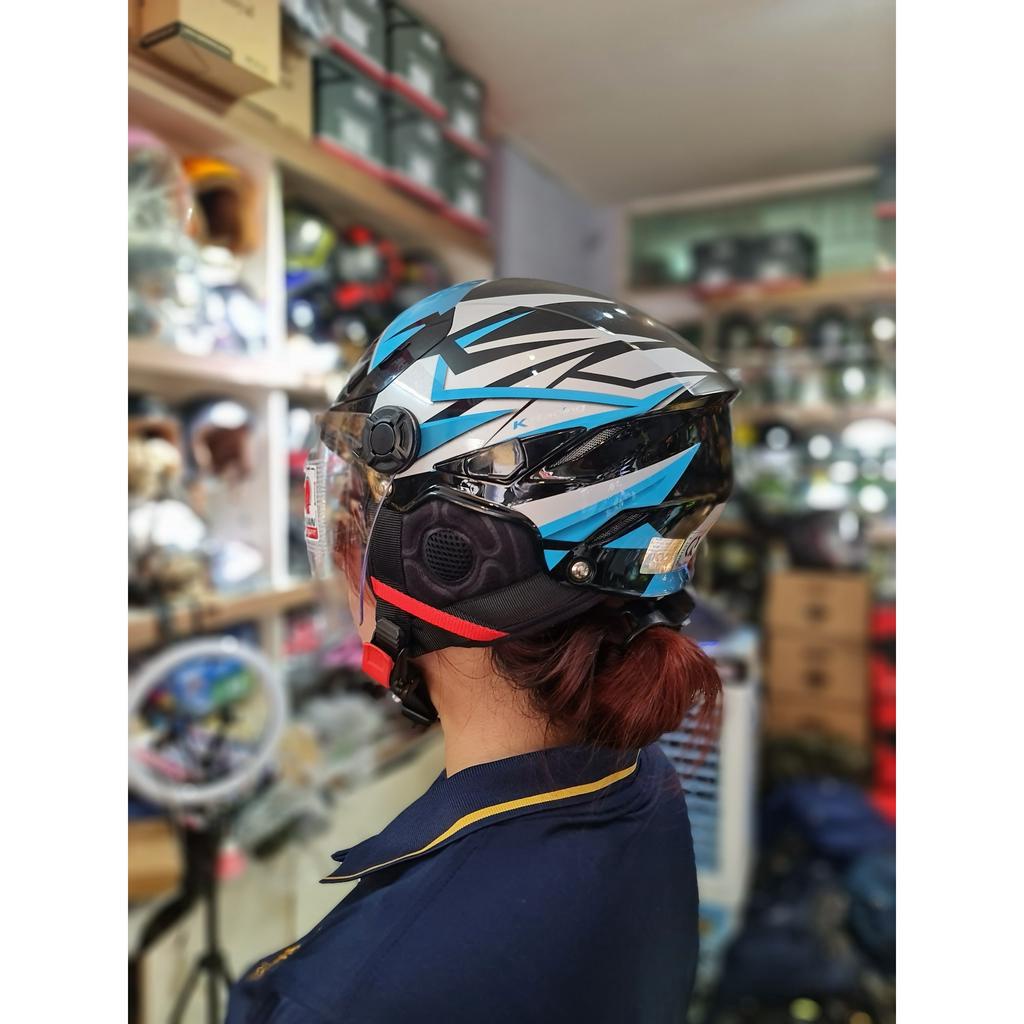 Nón bảo hiểm KYT Tiger Jet màu 03 đen xanh bạc chính hãng