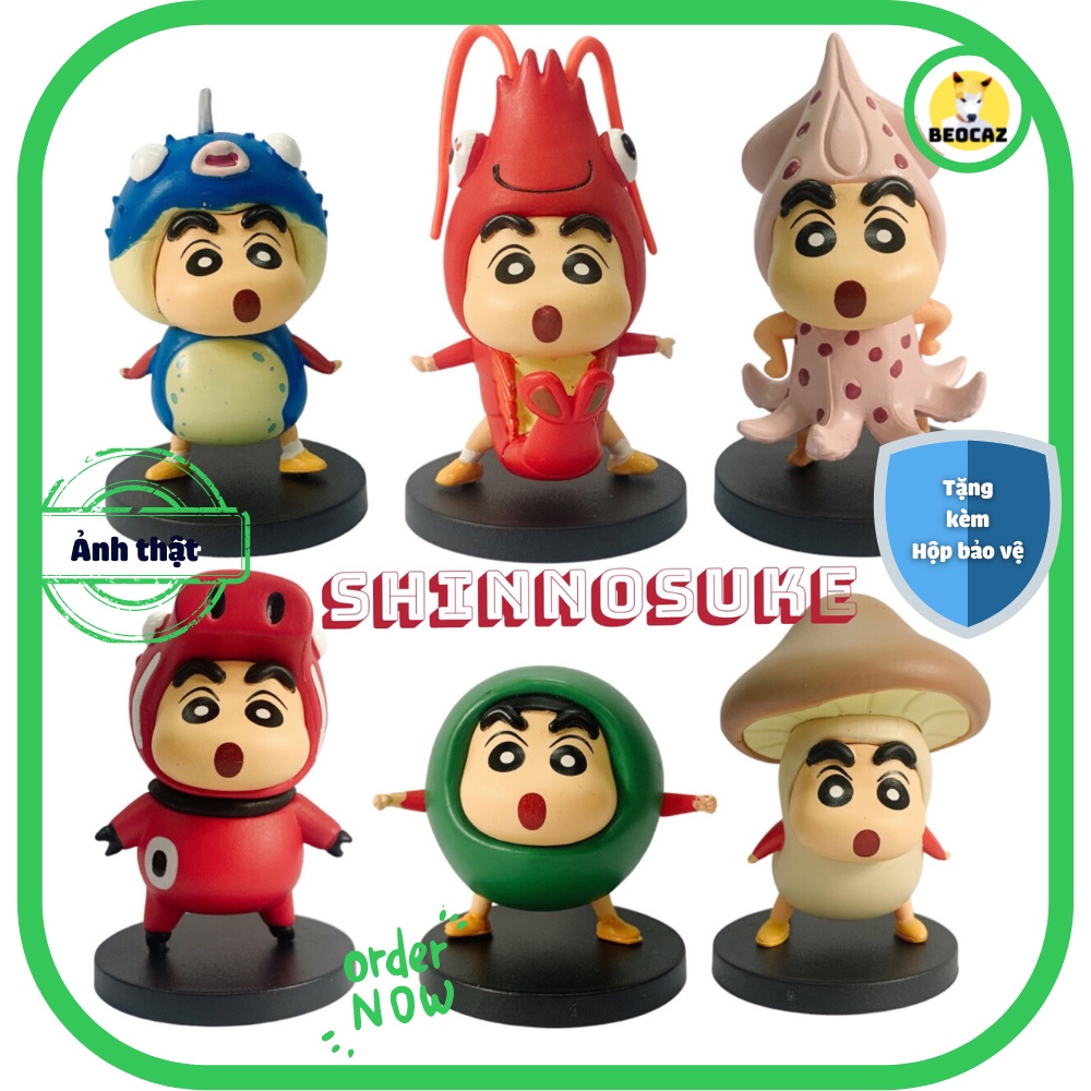 [Tặng Hộp Bảo Vệ] Set Mô hình 6 bé Shin Shinosuke Cậu bé bút chì 7 cm dễ thương bền màu chất liệu an toàn