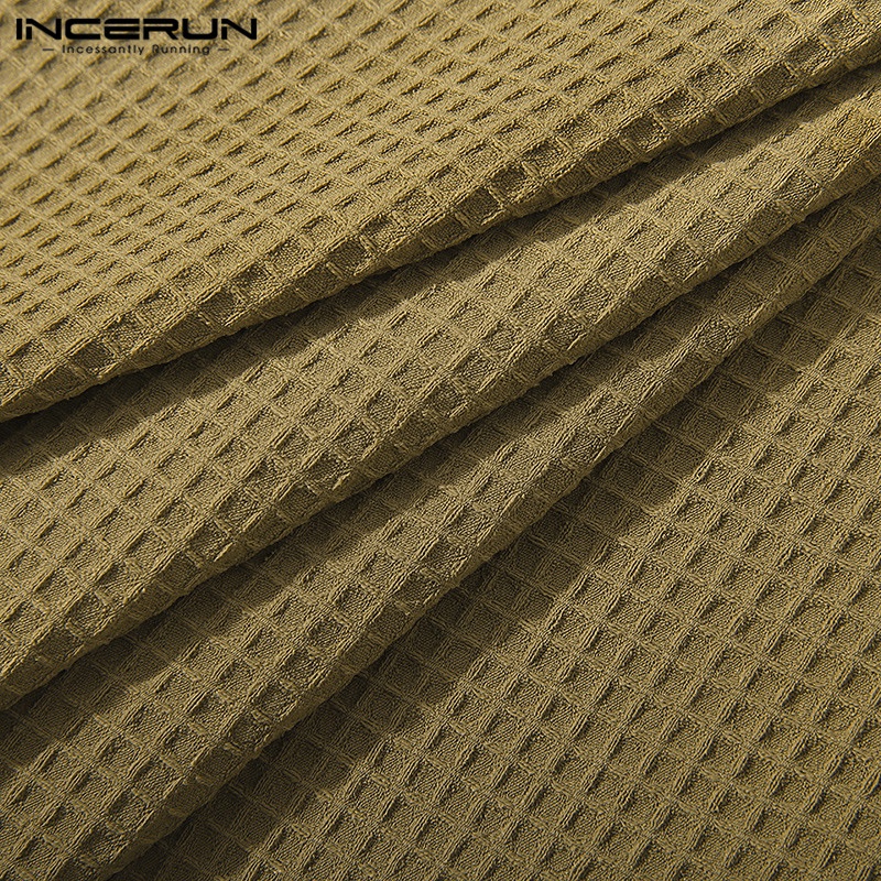 Áo sơ mi INCERUN ngắn tay nhiều màu thời trang Retro cho nam