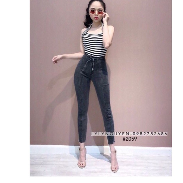QUẦN JEAN NỮ LƯNG CAO CHẤT XỊN KIỂU CỘT NƠ SIÊU HOT 33ED