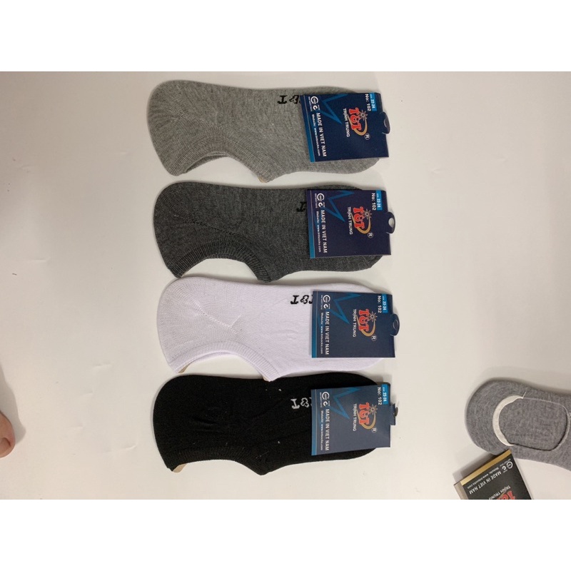 (vỉ 5 đôi) Tất/vớ nam kiểu thuyền Thịnh Trung, hàng vnxk, dệt 100% cotton thấm hút mồ hôi, ngăn ngừa hôi chân.