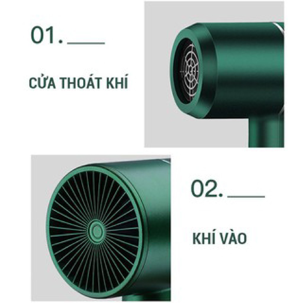 Máy Sấy Tóc Tạo Kiểu Công Suất Lớn 2200W Gọn Nhẹ Có Đèn - Hàng Nội Địa Trung