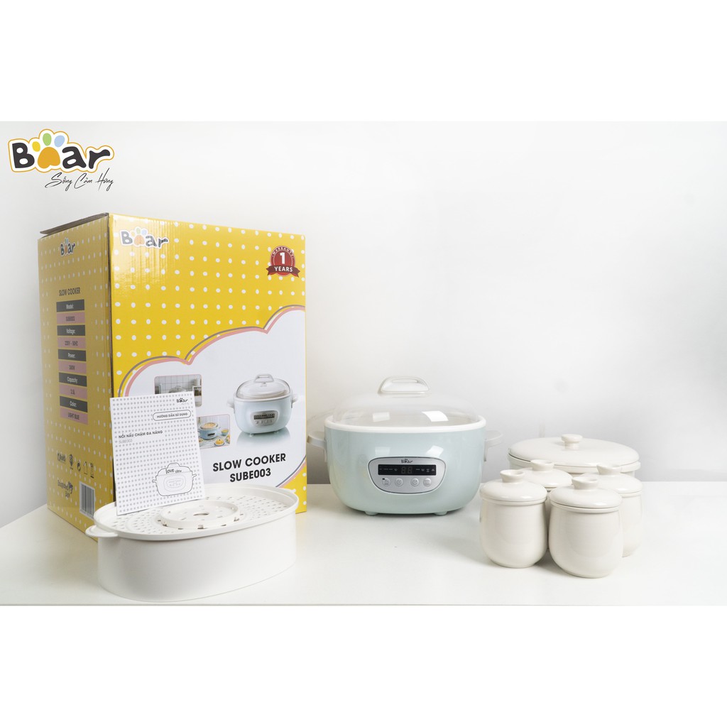 Nồi nấu cháo chậm 0.8L, 1L, 1.6L, 2L Bear BẢN QUỐC TẾ . Nồi nấu chậm Bear tiện lợi an toàn chính hãng | Hagu Official