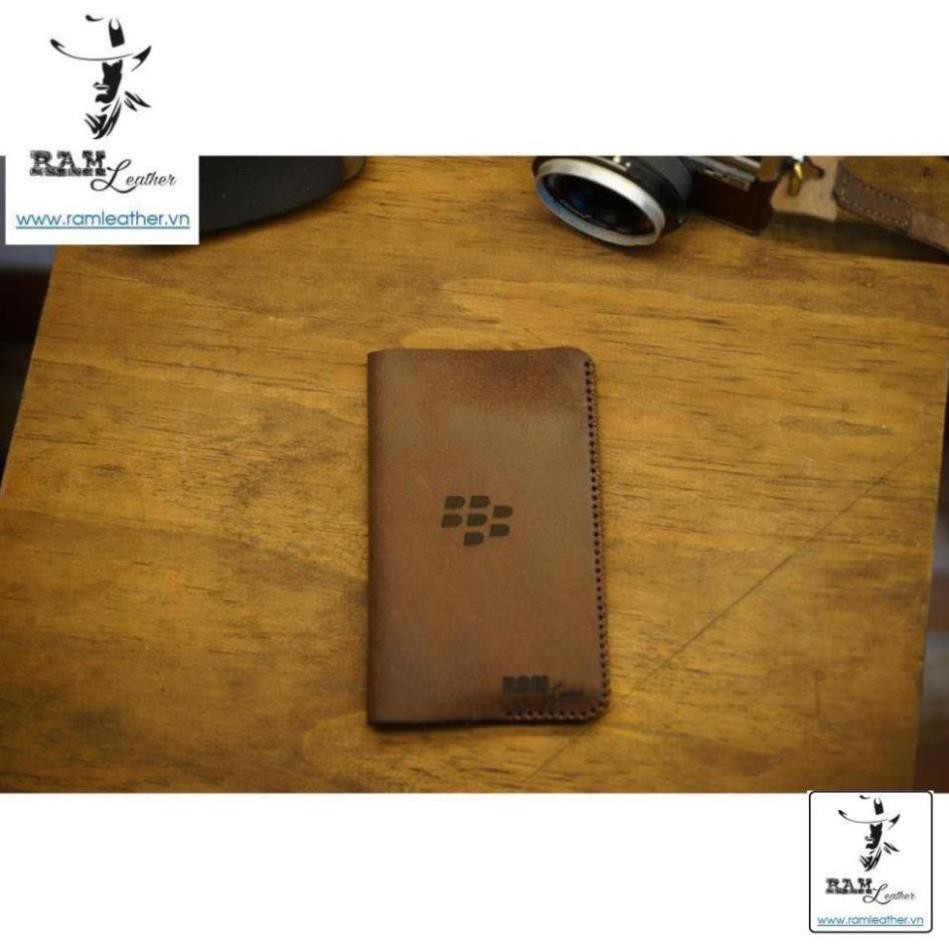 (DA BÒ CAO CẤP) Bao da Blackberry Q20 da bò thật mài nhám cao cấp-chính hãng ram leather ,