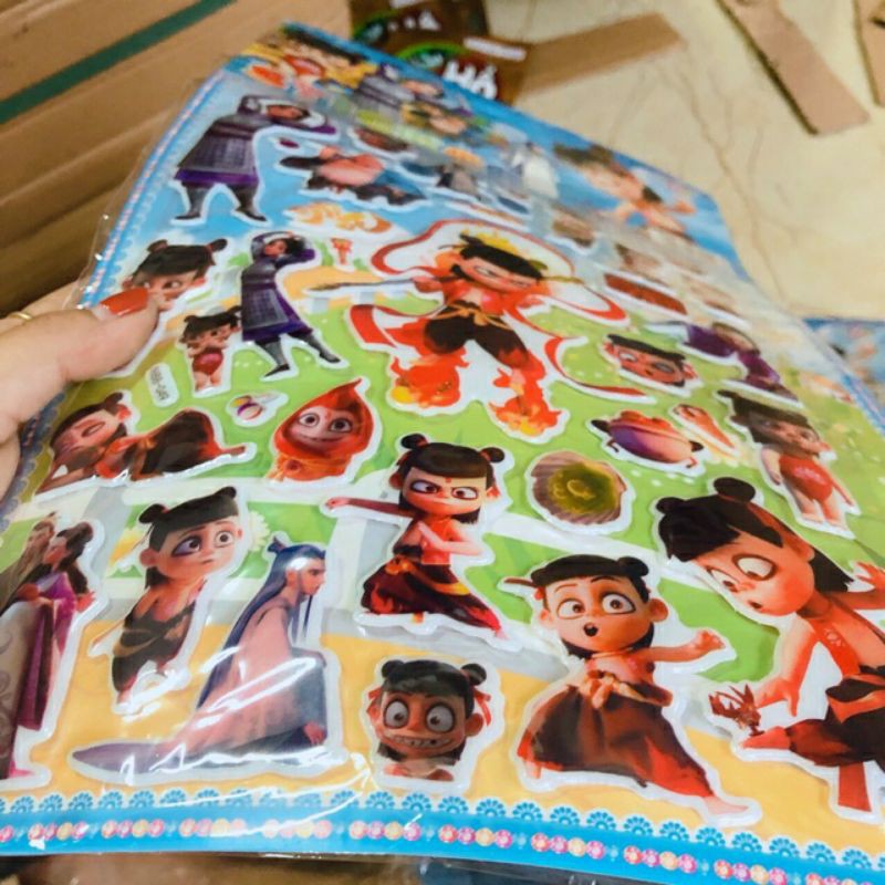 dán sticker nổi 3D to, nhiều chi tiết[ kèm tranh tô màu] bằng nhựa trang trí dụ