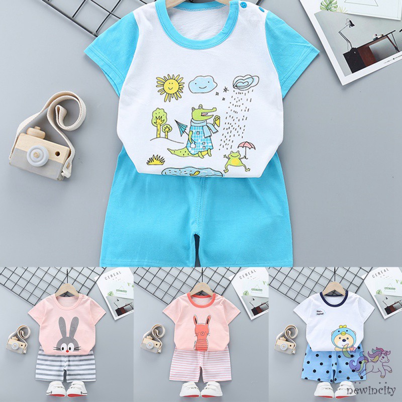 Set Áo Thun Tay Ngắn Và Quần Short Cho Bé