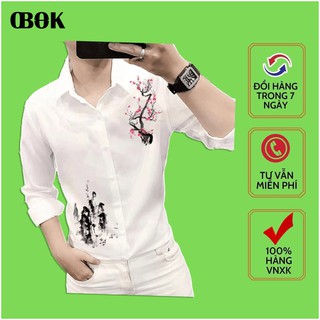 Áo sơ mi nam tay dài, sơ mi nam kiểu họa tiết cao cấp obok fashion sm08