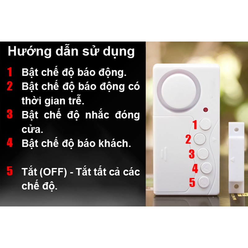 ⚡NowShip⚡ Chuông Báo Động Chống Trộm - Cảm Biến Từ Gắn Cửa Có 4 Chế Độ Báo Trộm Báo Khách