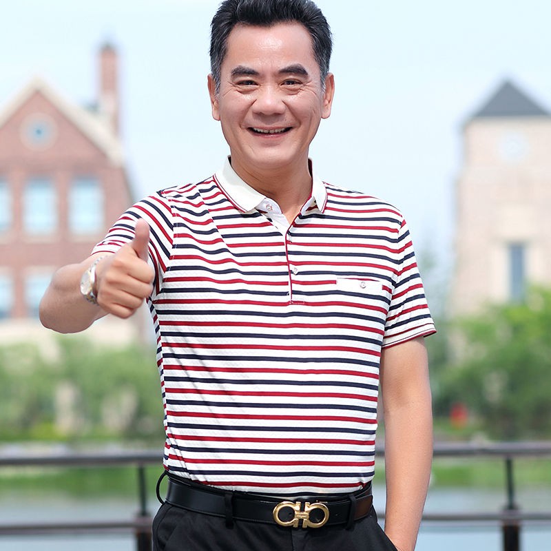 Người nổi tiếng trên Internet khuyến mãiÁo phông ngắn tay mùa hè của bố, thun polo dành cho người lớn tuổi và tru