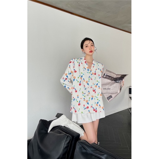Áo vest blazer hoa oversize koreastyle
