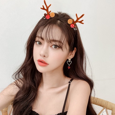Haimeikang Cute Reindeer Horn Hair Clips For Women Christmas