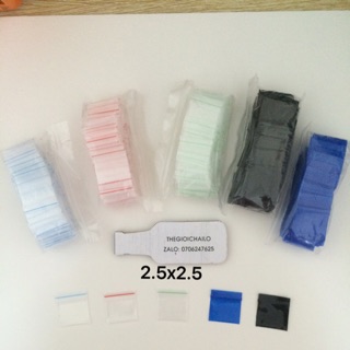 Gói 50c túi zip 2.5x2.5 nhiều màu