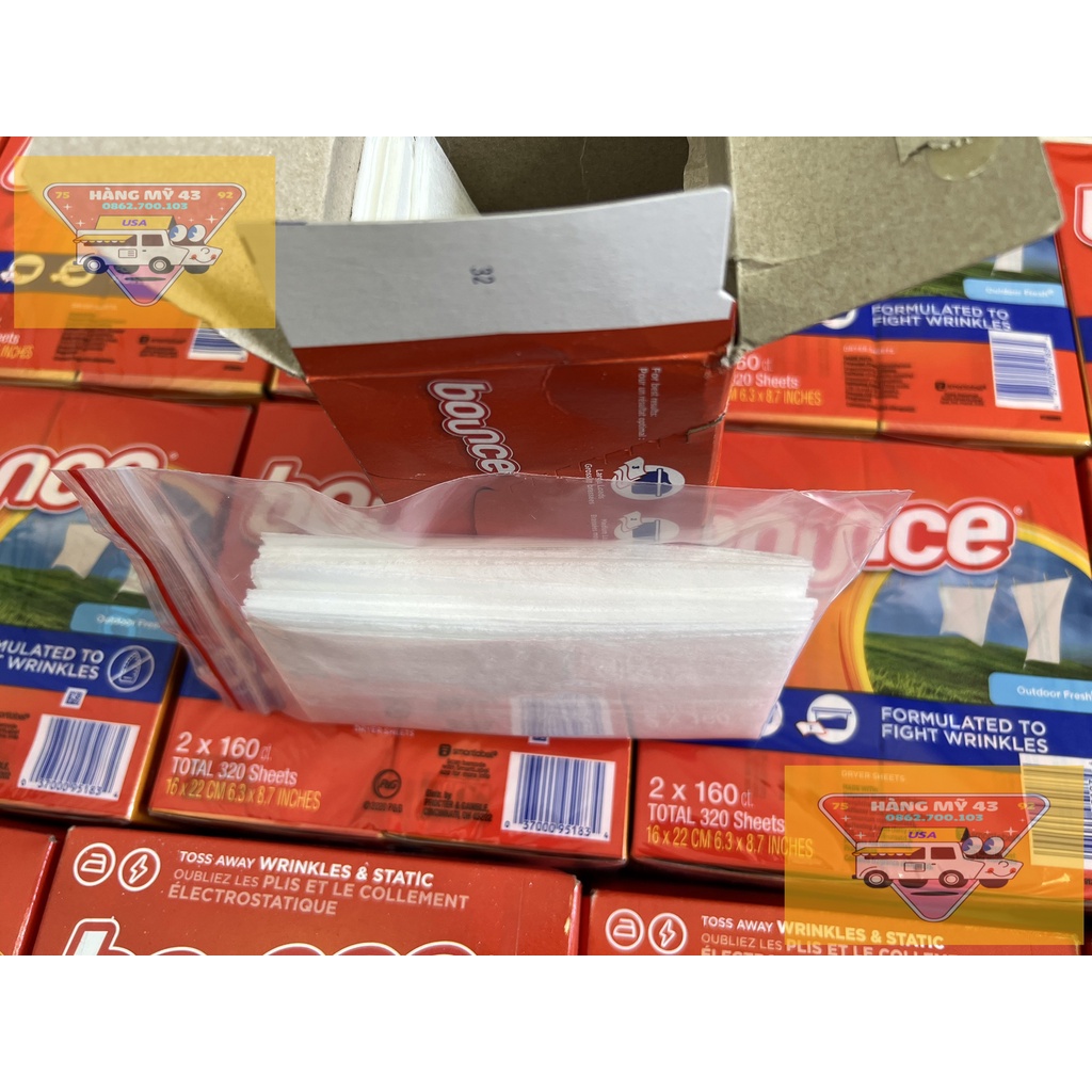 Giấy thơm quần áo Bounce Mỹ 320 240 160 tờ Giấy làm mềm quần áo