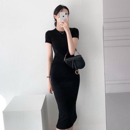 Đầm Body Cổ Tròn Tay Ngắn Sang chảnh