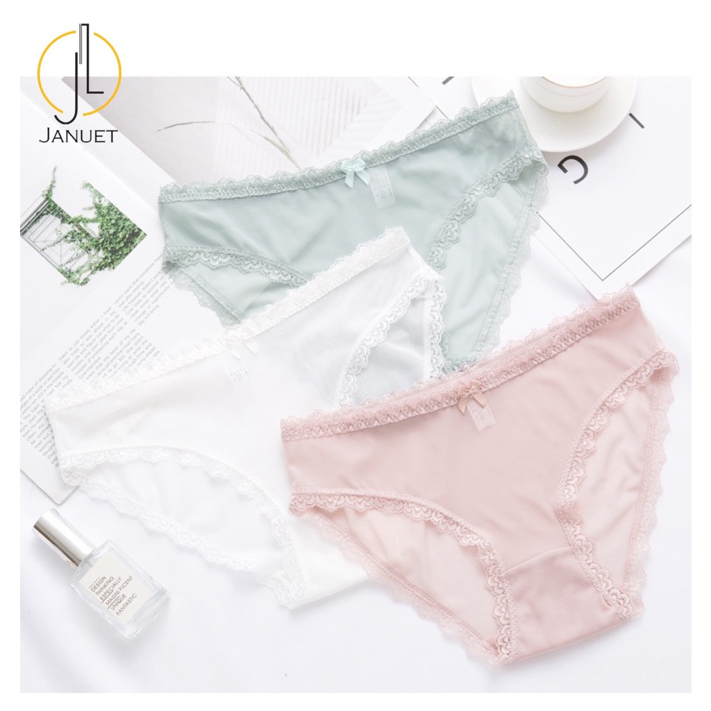 Quần Lót Nữ Lụa Tơ Januet Viền Ren Cao Cấp CHJA17