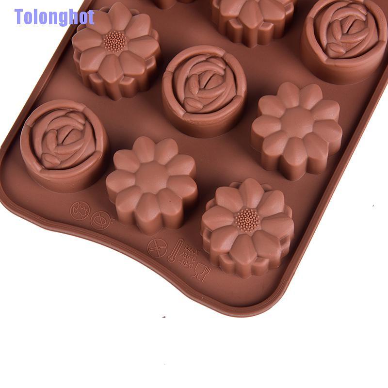 Tolonghot> 1Pc New Silicone Rose Flower-Shape Chocolate Cake Soap Mold Bake-Ice Tray Moulds