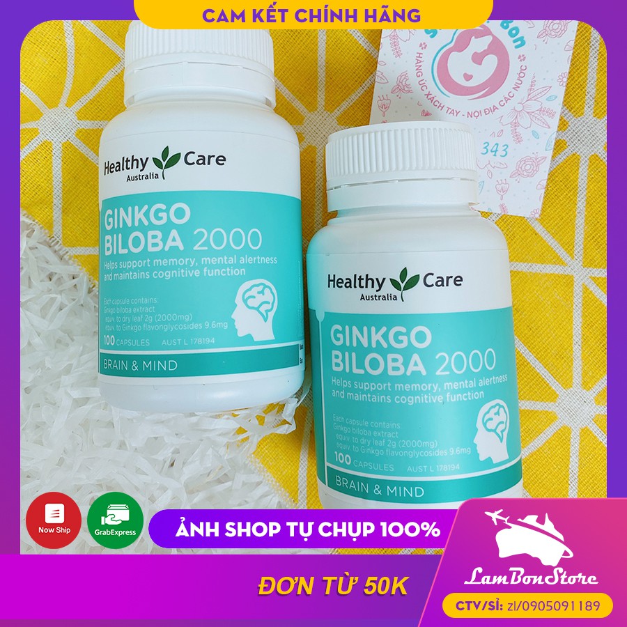 Bổ Não Úc Ginkgo Biloba 2000 Healthy Care 100 viên - Xuất xứ Úc