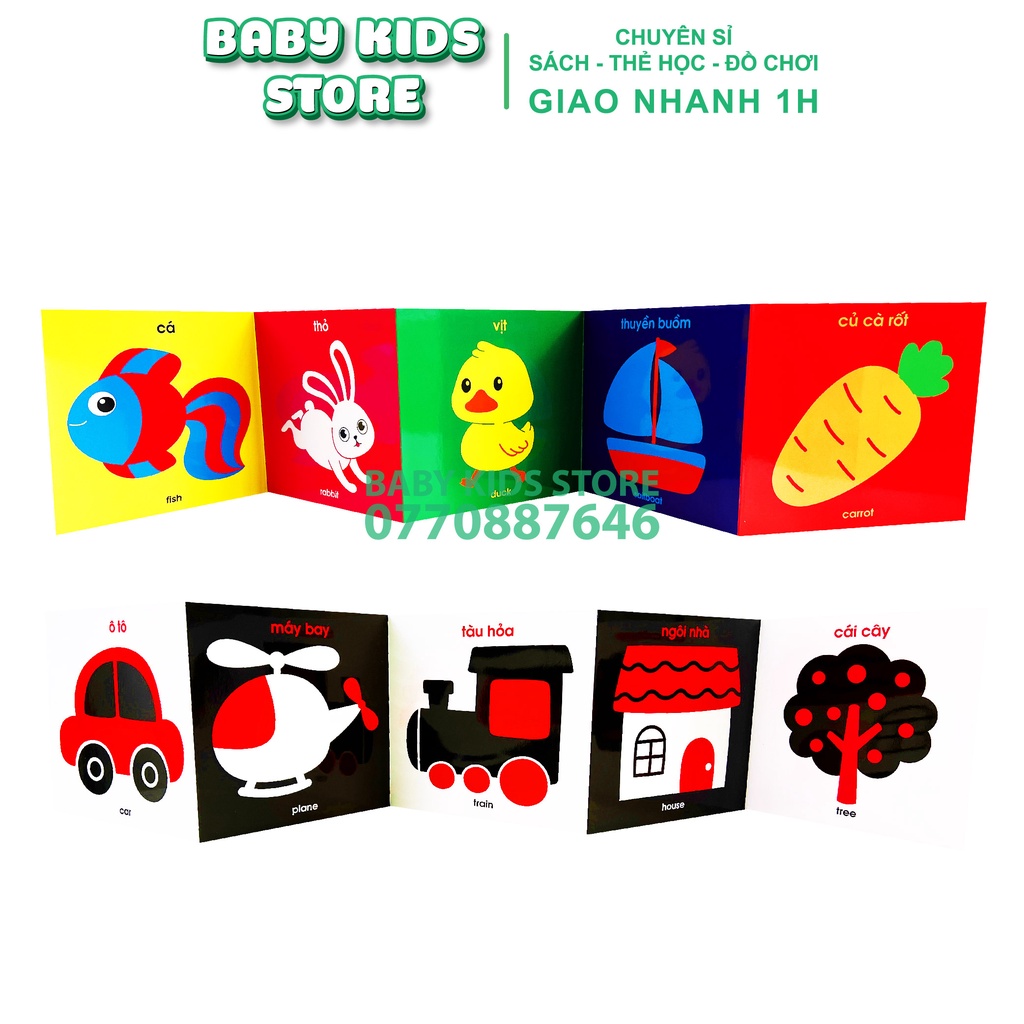 Flash Card Kích Thích Thị Giác - Zíc Zắc Cho Bé 0-1 Tuổi, Thẻ In 2 Mặt Cho Bé Yêu