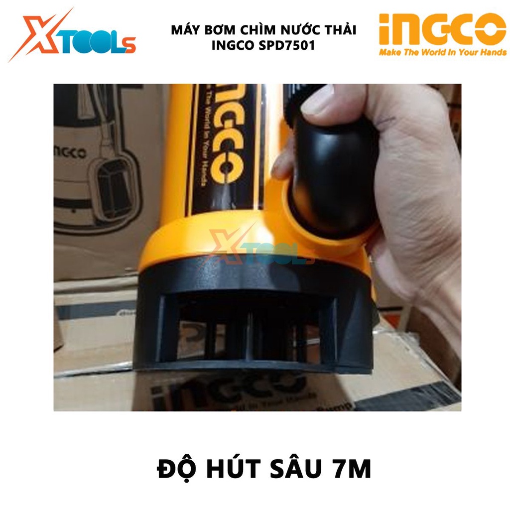 Máy bơm chìm nước thải INGCO SPD7501 | máy bơm chìm Điện thế 220-240V~50Hz Công suất 750W (1.0HP) Chiều cao bơm 8M Tốc đ