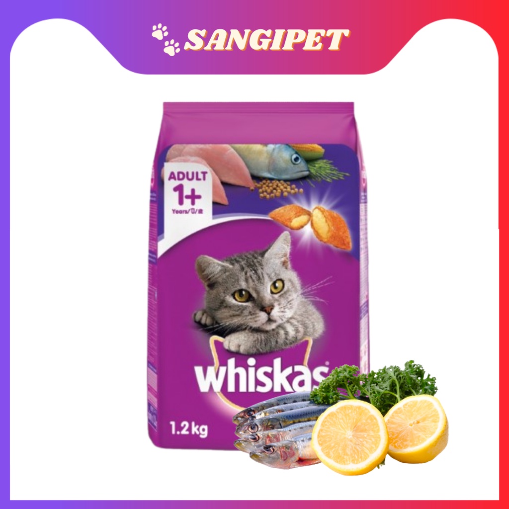 Hạt cho mèo Whiskas, hạt Whiskas cho mèo con, mèo trưởng thành gói 1.2kg (3 vị)