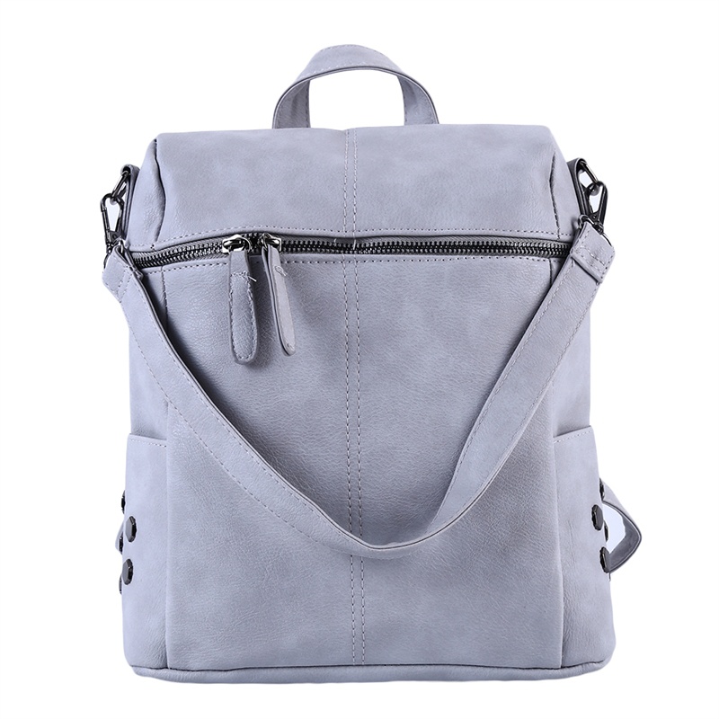 Women Leather Backpacks for Teenage Girls School Bags Fashion Vintage Solid Black Shoulder Bag Youth