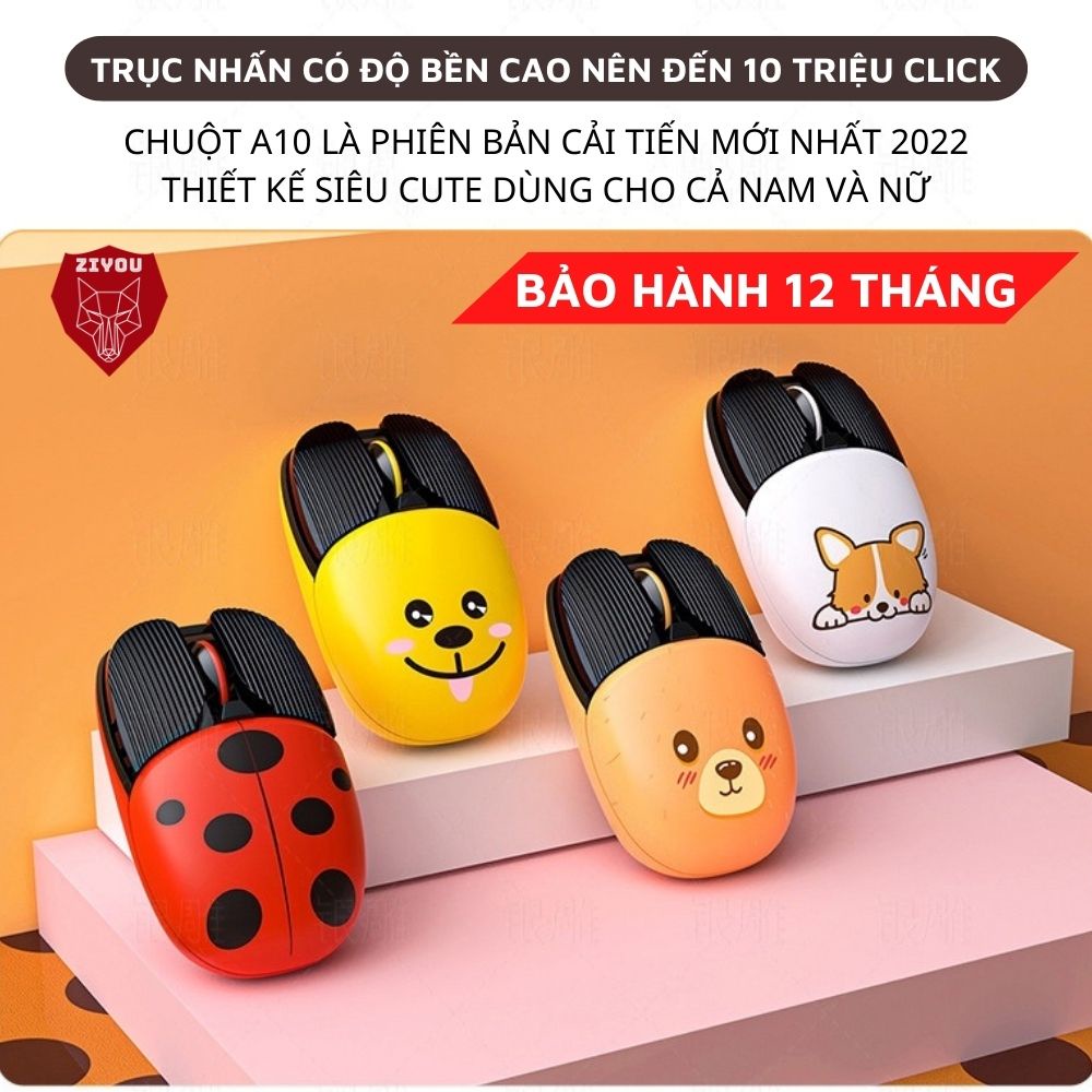 Chuột Không Dây Bluetooth Ziyou A10 Hình Cute Pin Tự Sạc Dùng Cực Lâu, Văn Phòng & Game cho laptop MCBook PC Tablet PAD