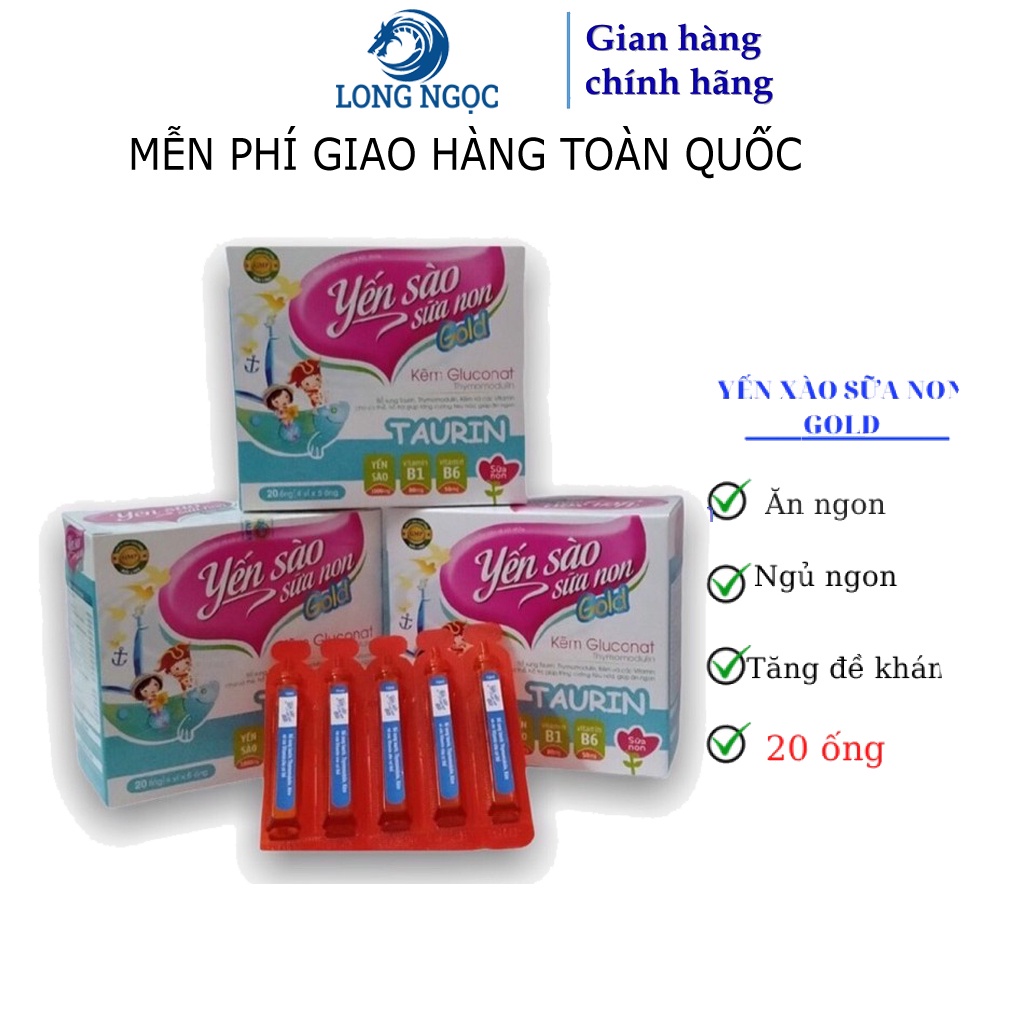 Siro Yến Sào Sữa Non gold hỗ trợ tiêu hóa, giúp ăn ngủ ngon, bổ sung vitamin, khoáng chất cho cơ thể - Hộp 4 x 5 ống